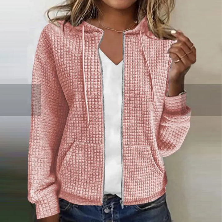 Greer | Women's Waffle Knit Zip-Up Hooded Jacket