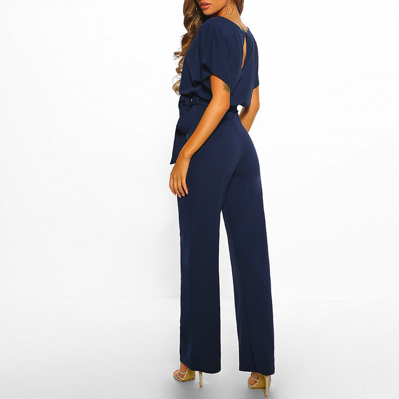 Lotte | Women's Elegant Belted Wide Leg Jumpsuit