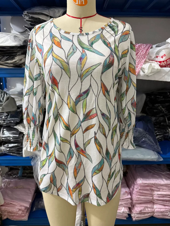 Finian | Women's Floral Print Three-Quarter Sleeve Top