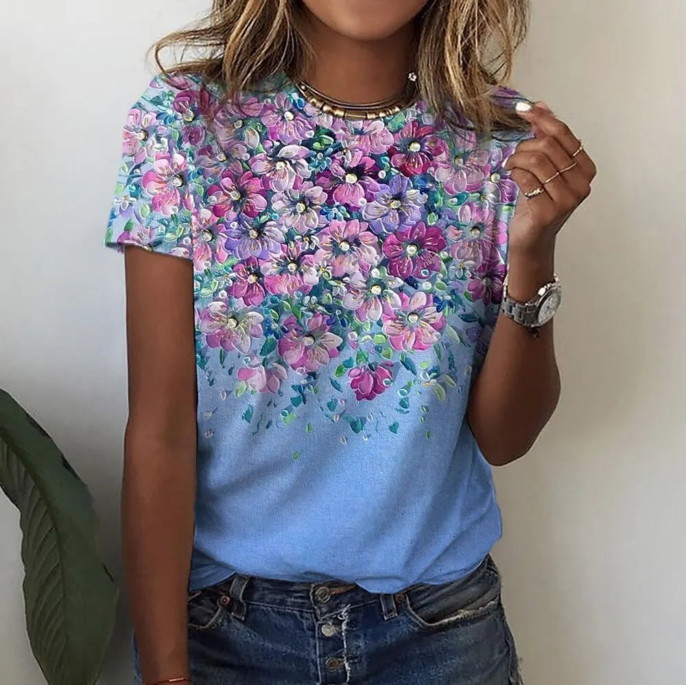 Jarlath | Women's Bold Floral Graphic Short Sleeve T-Shirt