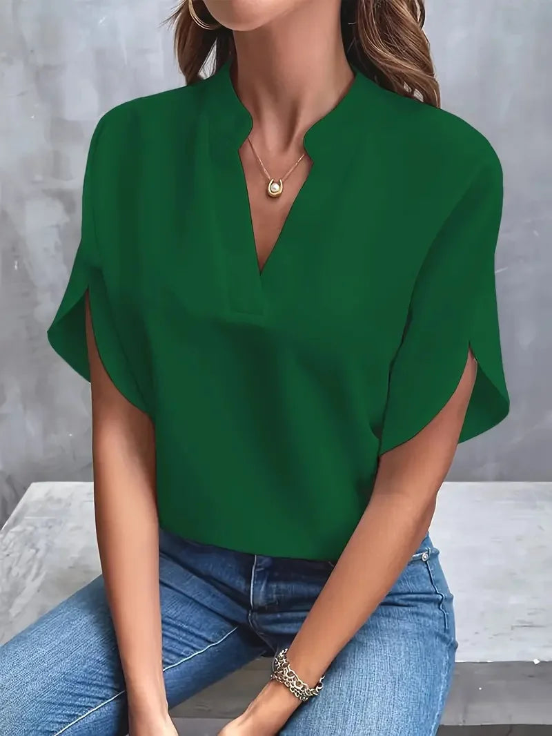 Genevieve | Women's Stylish V-Neck Flowy Blouse