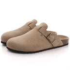 Taryn | Women's Suede Slip-On Clogs with Buckle Detail