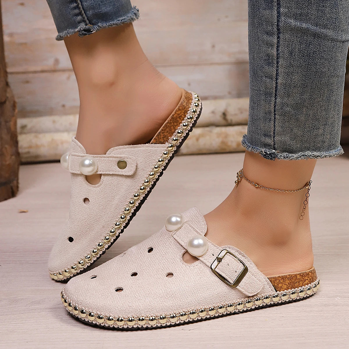 Daphne | Women's Classic Croc Sandals with Pearl Accent