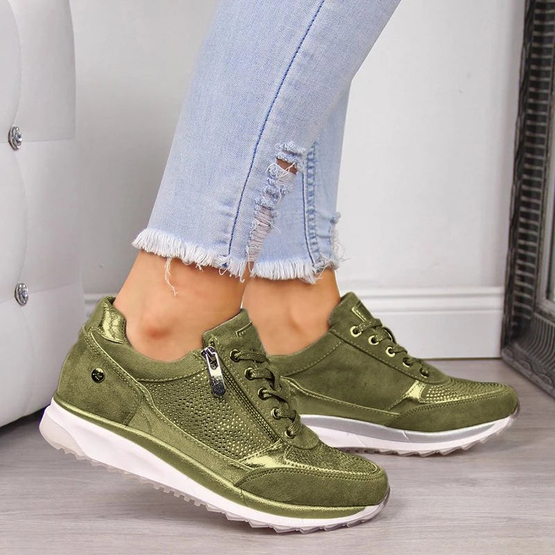 Ingrid | Women's Orthopedic Zip-Up Lace Sneakers