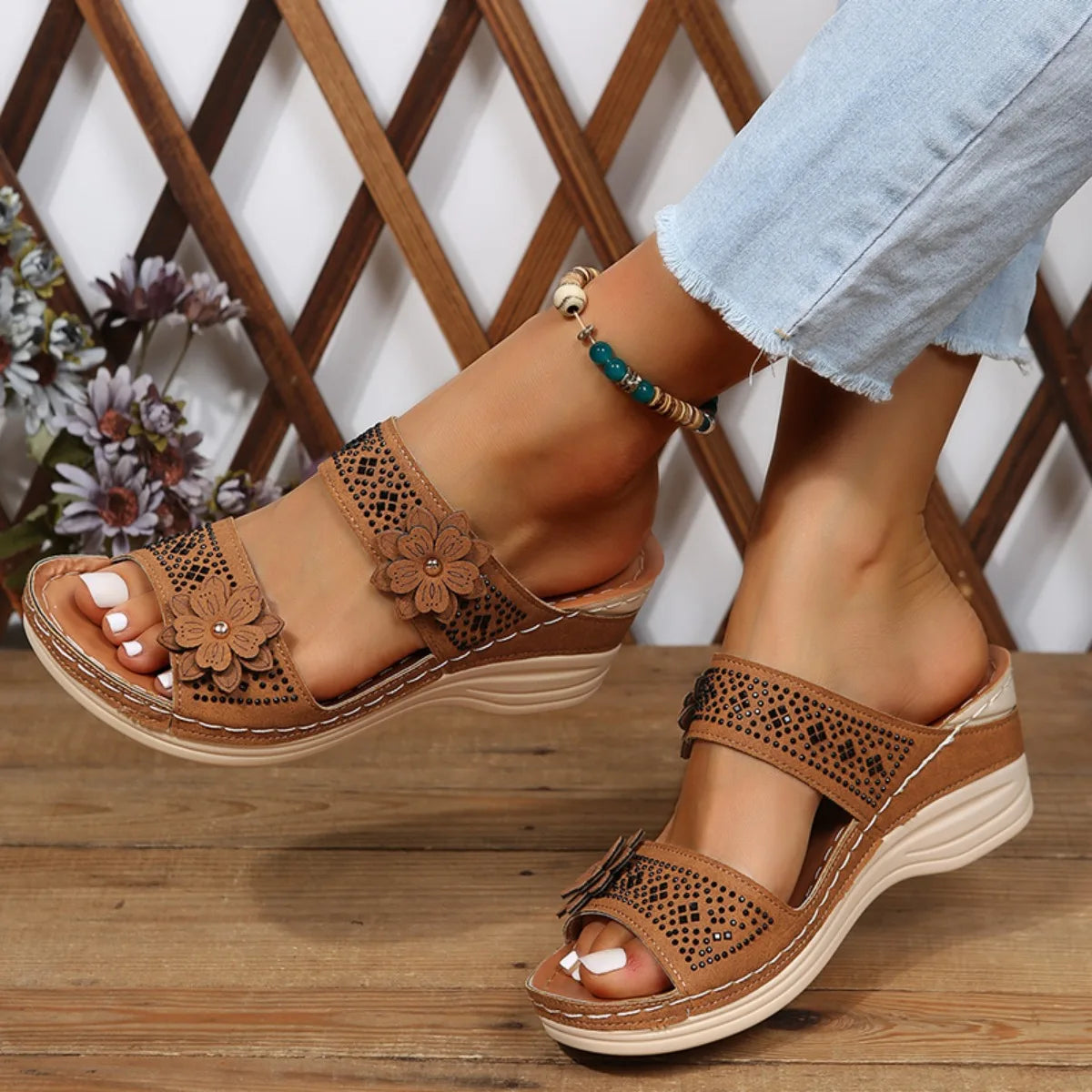 Arden | Women's Floral Support Sandals for Summer