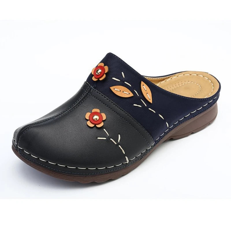 Nadine | Women's Floral Slip On Clogs with Embroidered Details