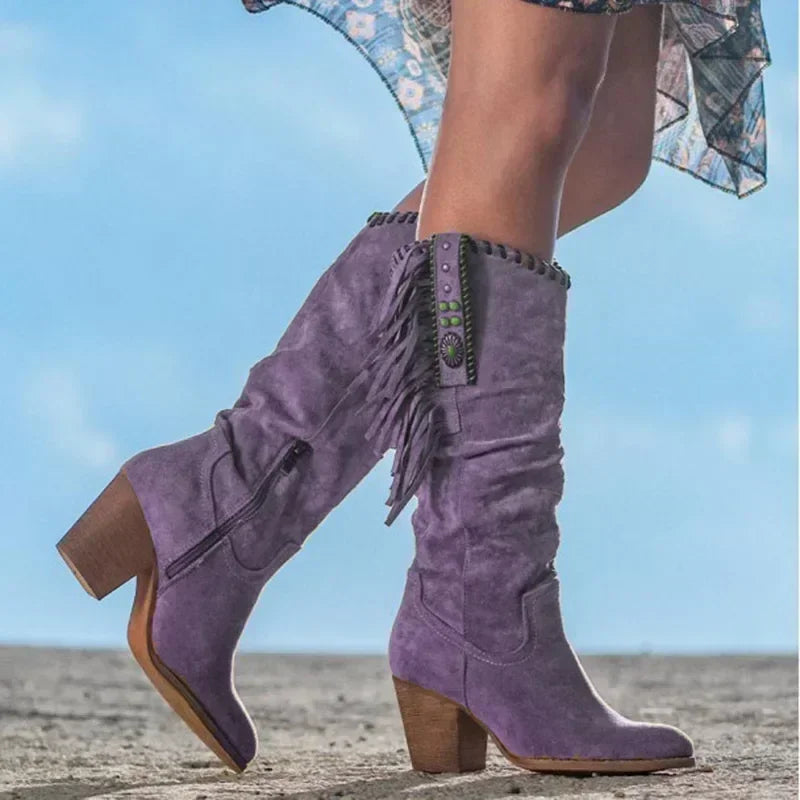 Elaris | Women's Fringe Detail Western Cowboy Calf Boots