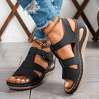 Sorcha | Women's Orthopedic Perforated Wedge Sandals with Ankle Strap