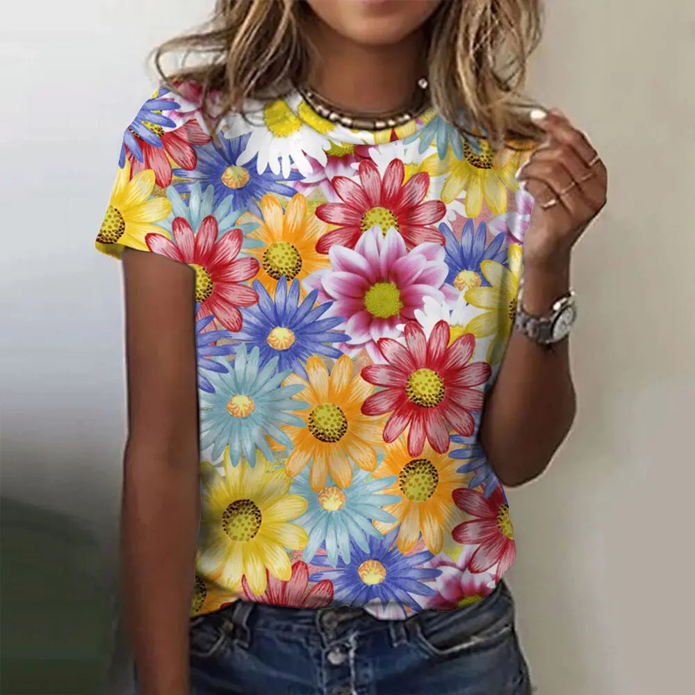 Jarlath | Women's Bold Floral Graphic Short Sleeve T-Shirt