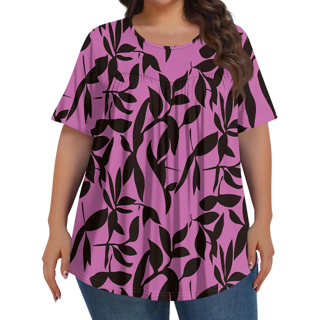 Sorley | Women's Floral Graphic Color Block Short Sleeve Top