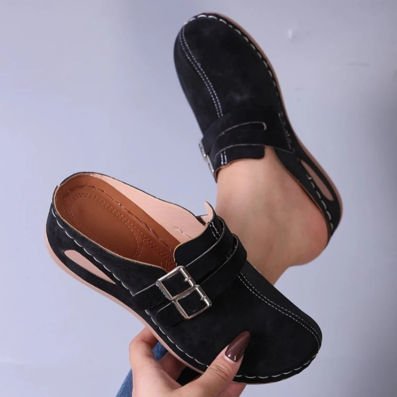 Fallon | Women's Classic Strapped Slip On Clogs with Buckle Detail