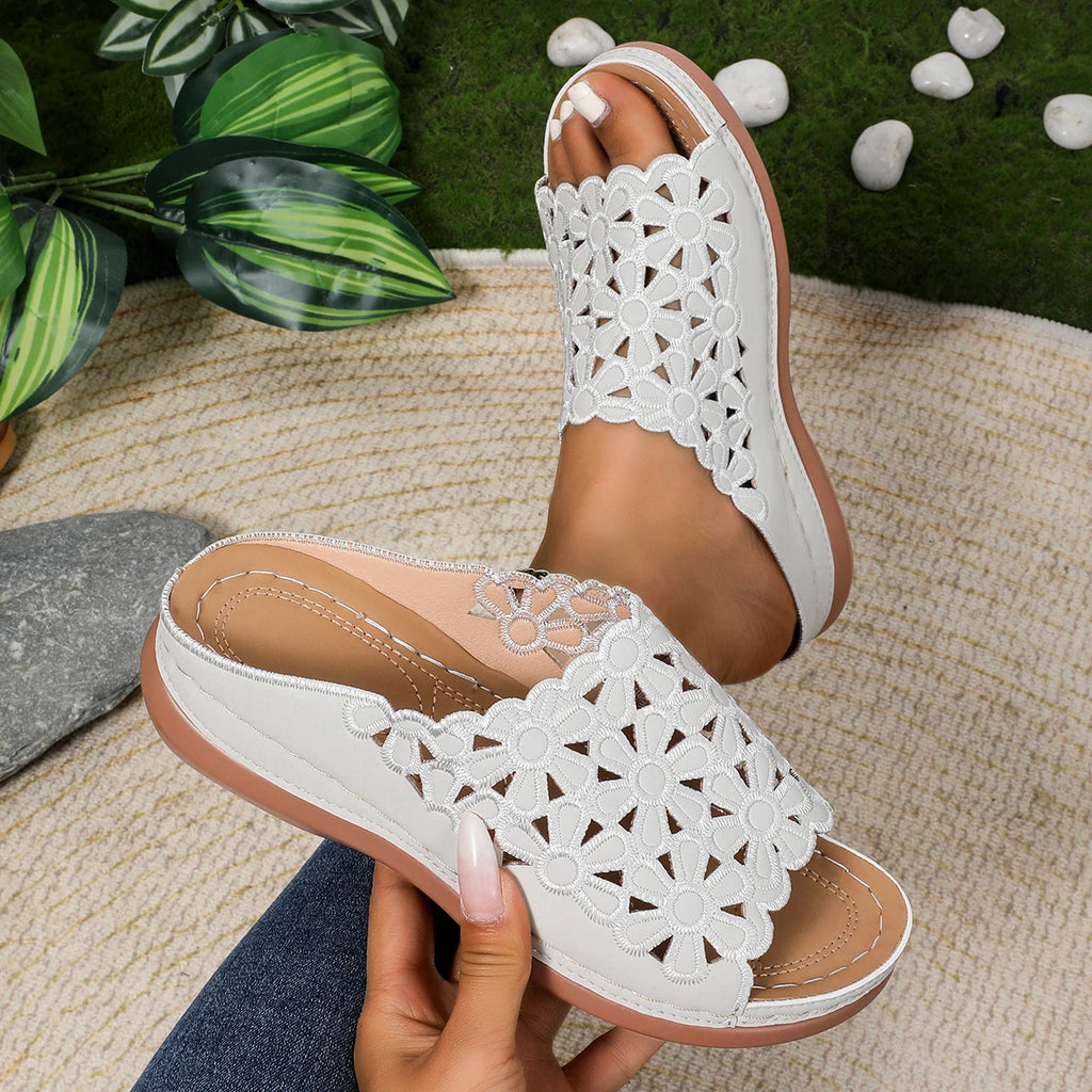 Esme | Women's Floral Pattern Slides with Soft Cushioned Footbed
