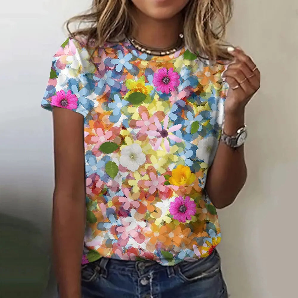 Jarlath | Women's Bold Floral Graphic Short Sleeve T-Shirt