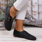 Evarra | Women's Button Detail Slip-On Flat Loafers