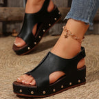 Idris | Women's Cut-Out Studded Peep Toe Platform Sandals