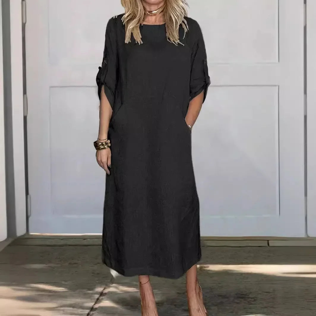 Dove | Women's Breezy Loose Fit Pocket Midi Dress