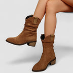 Honoria | Women's Slouch Heeled Calf Boots