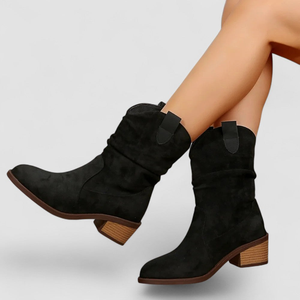 Honoria | Women's Slouch Heeled Calf Boots