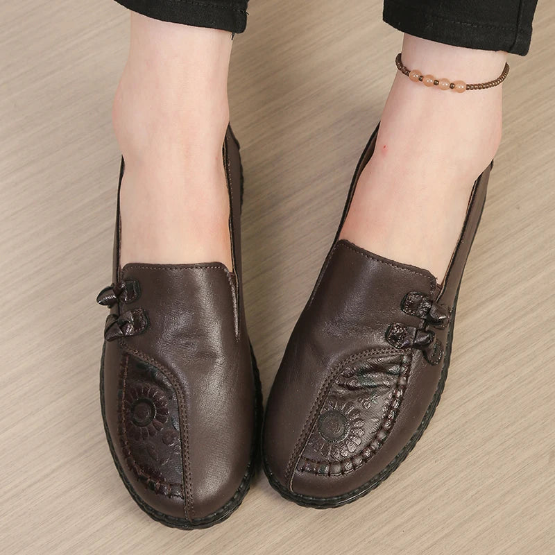 Odessa | Women's Stylish Leather Mary Janes with Embroidered Detail