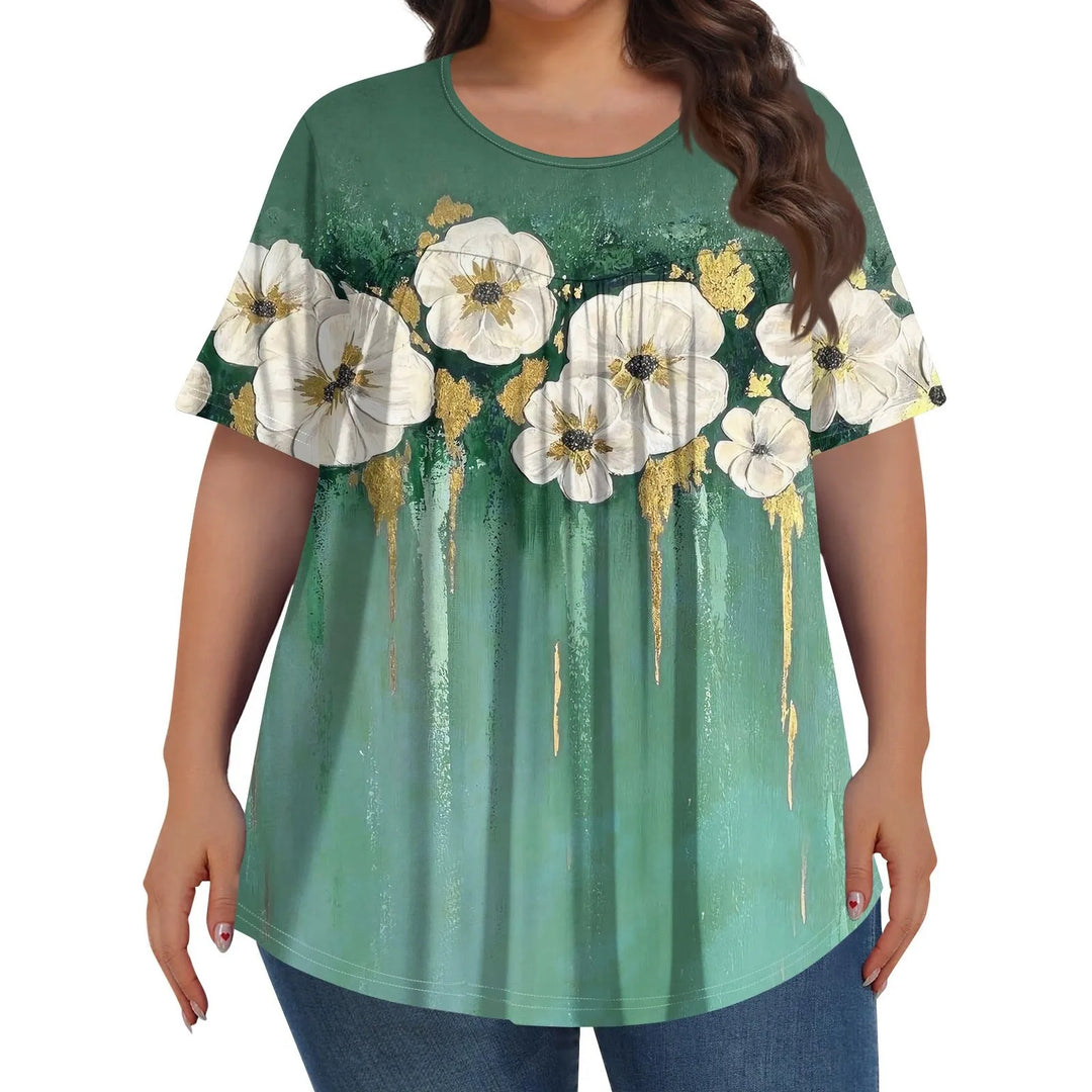 Sorley | Women's Floral Graphic Color Block Short Sleeve Top