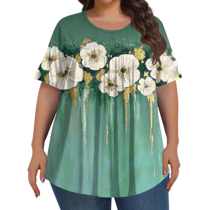 Sorley | Women's Floral Graphic Color Block Short Sleeve Top
