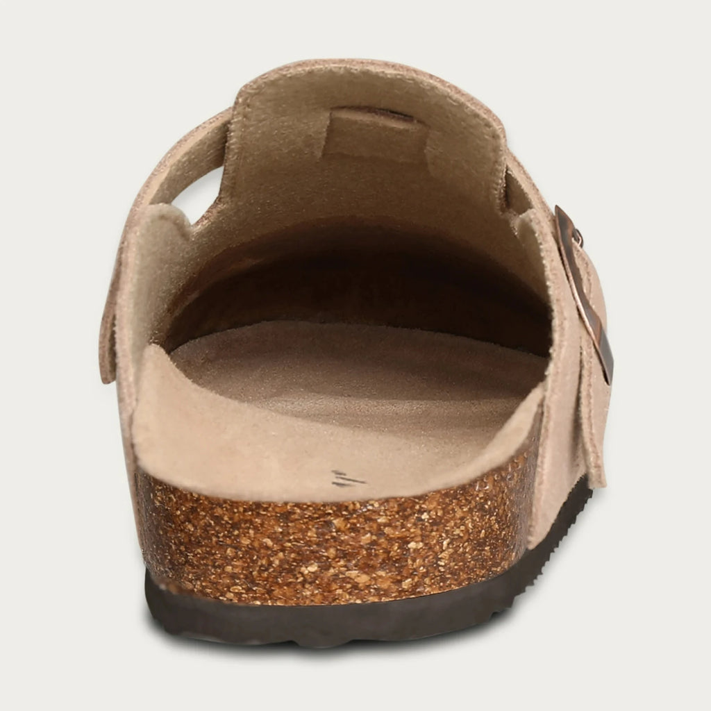 Taryn | Women's Suede Slip-On Clogs with Buckle Detail