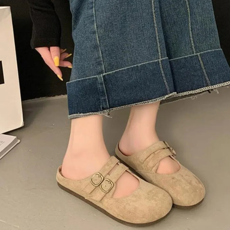 Niamh | Women's Casual Slip-On Suede Clogs with Buckle Detail