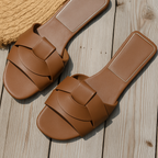 Niall | Women's Woven Panel Wide Strap Flat Slides