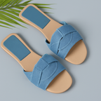 Niall | Women's Woven Panel Wide Strap Flat Slides