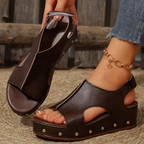 Idris | Women's Cut-Out Studded Peep Toe Platform Sandals