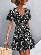Yannick | Women's Floral Frill Sleeve Wrap Midi Summer Dress