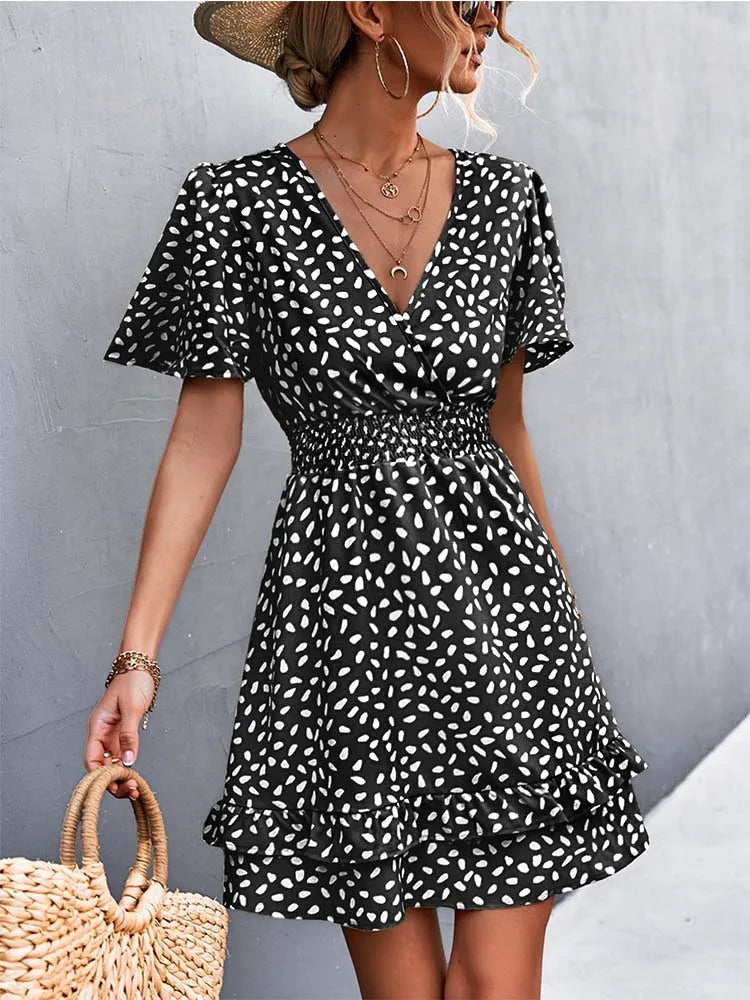 Yannick | Women's Floral Frill Sleeve Wrap Midi Summer Dress