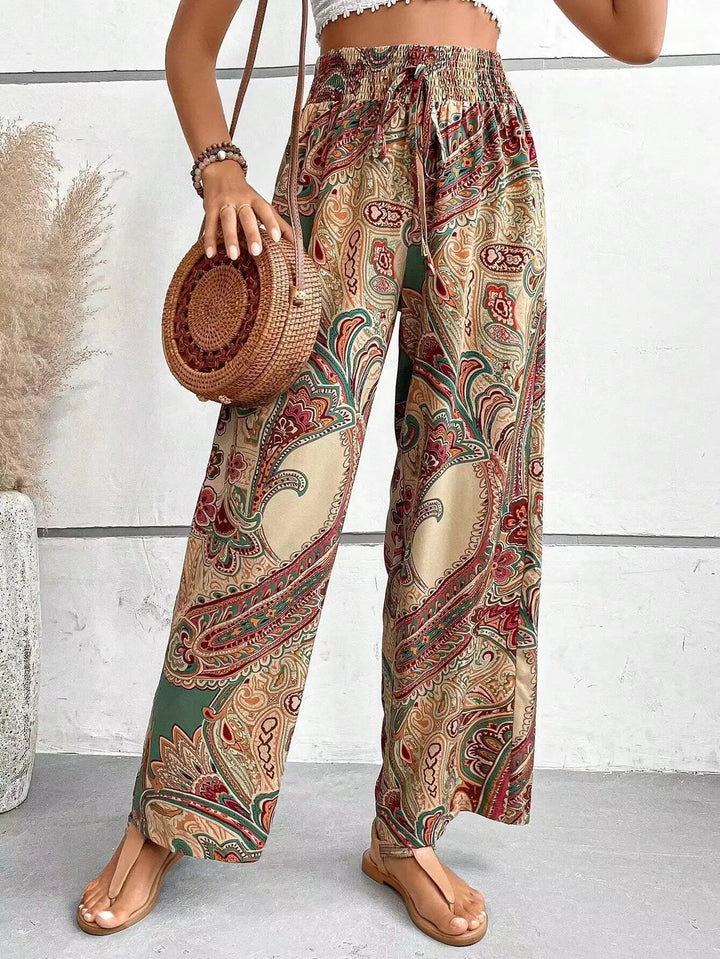 Grace & Jess | Vintage Printed Wide-leg Pants