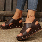 Idris | Women's Cut-Out Studded Peep Toe Platform Sandals