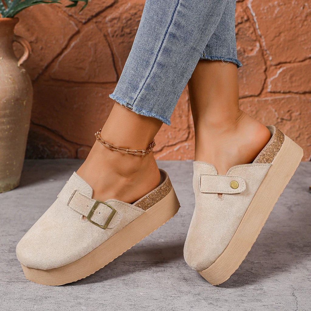 Maeva | Women's Platform Slide in Clogs with Buckle Detail
