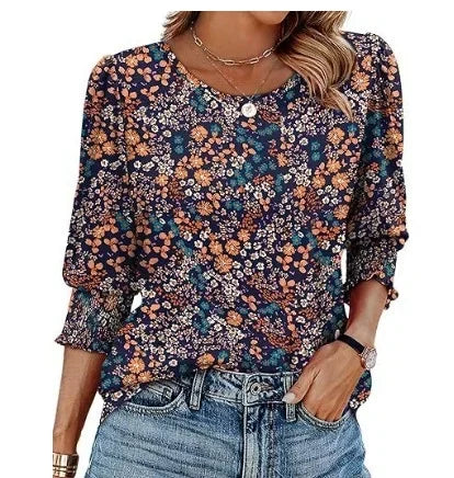 Finian | Women's Floral Print Three-Quarter Sleeve Top