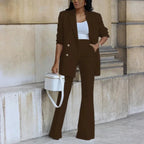Agnes | Women's Elegant Double-Breasted Blazer & Flared Trousers Set