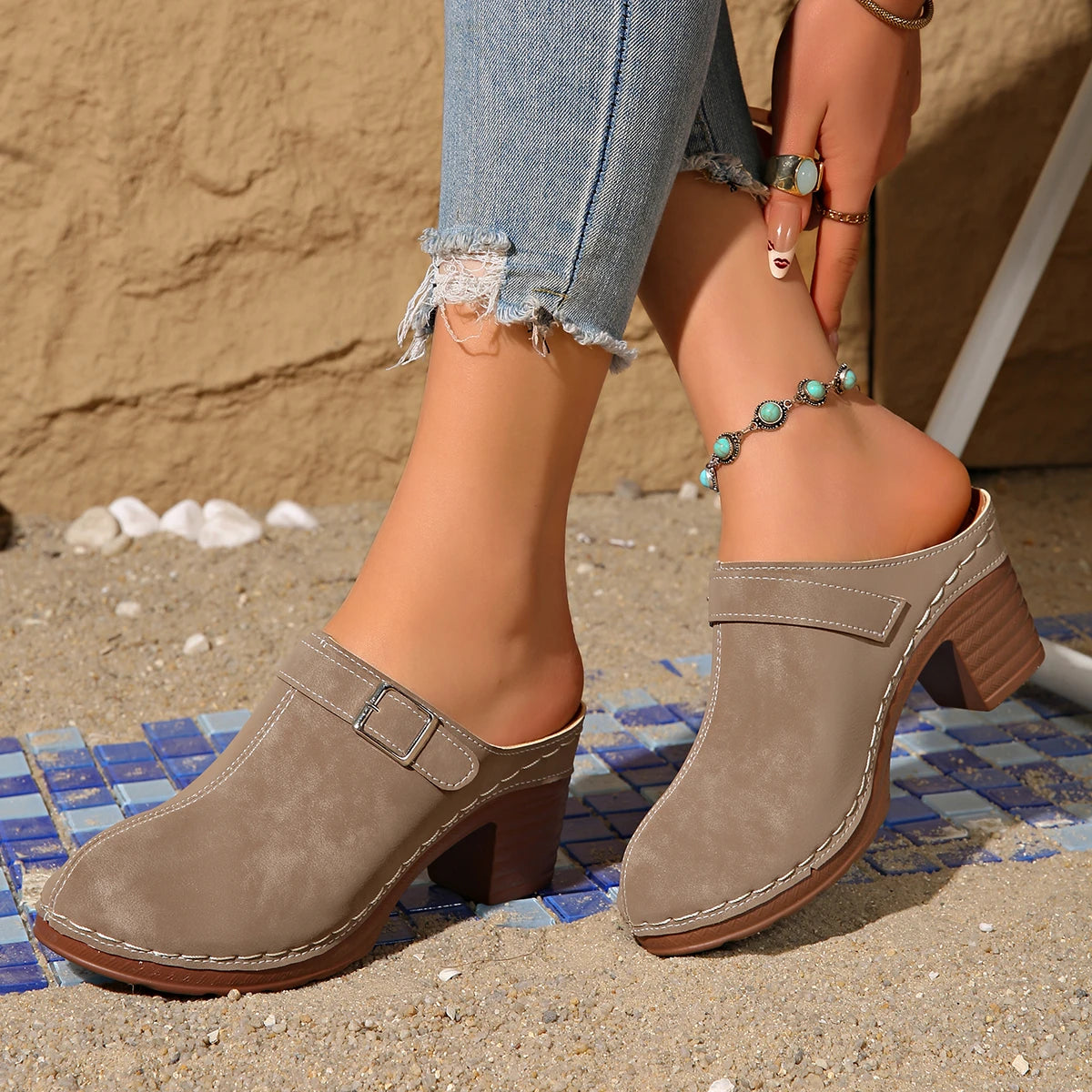 Lenora | Women's Stylish Summer Clogs with Buckle Detail