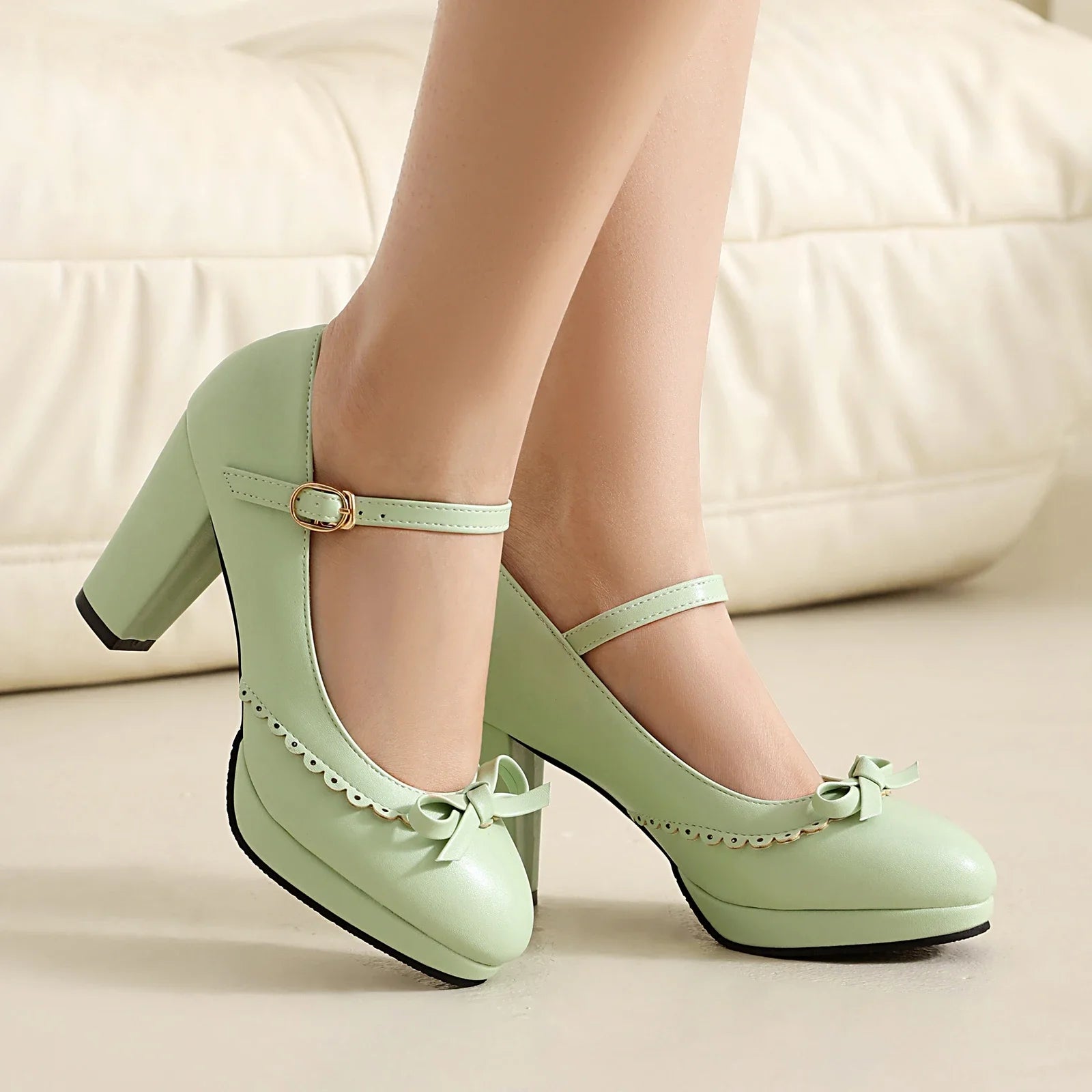 Idris | Women's Classic Platform Mary Janes with Bow