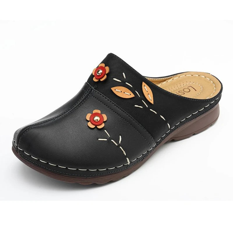 Nadine | Women's Floral Slip On Clogs with Embroidered Details