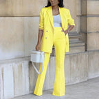 Agnes | Women's Elegant Double-Breasted Blazer & Flared Trousers Set