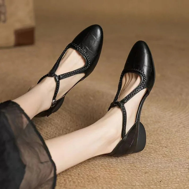 Idalia | Women's Classic Leather Mary Janes with T-Strap Design