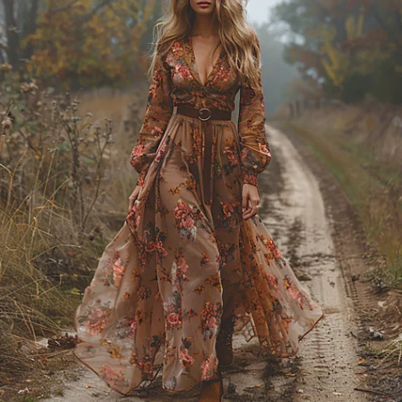 Alina | Women's Boho V-Neck Maxi Dress