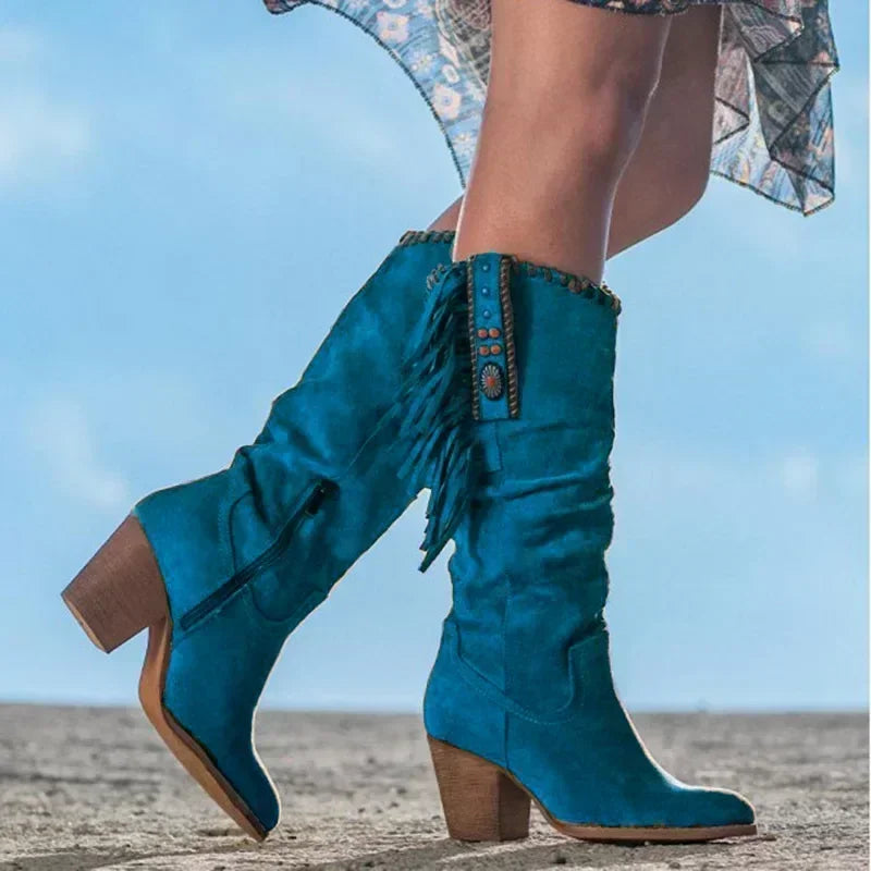 Elaris | Women's Fringe Detail Western Cowboy Calf Boots