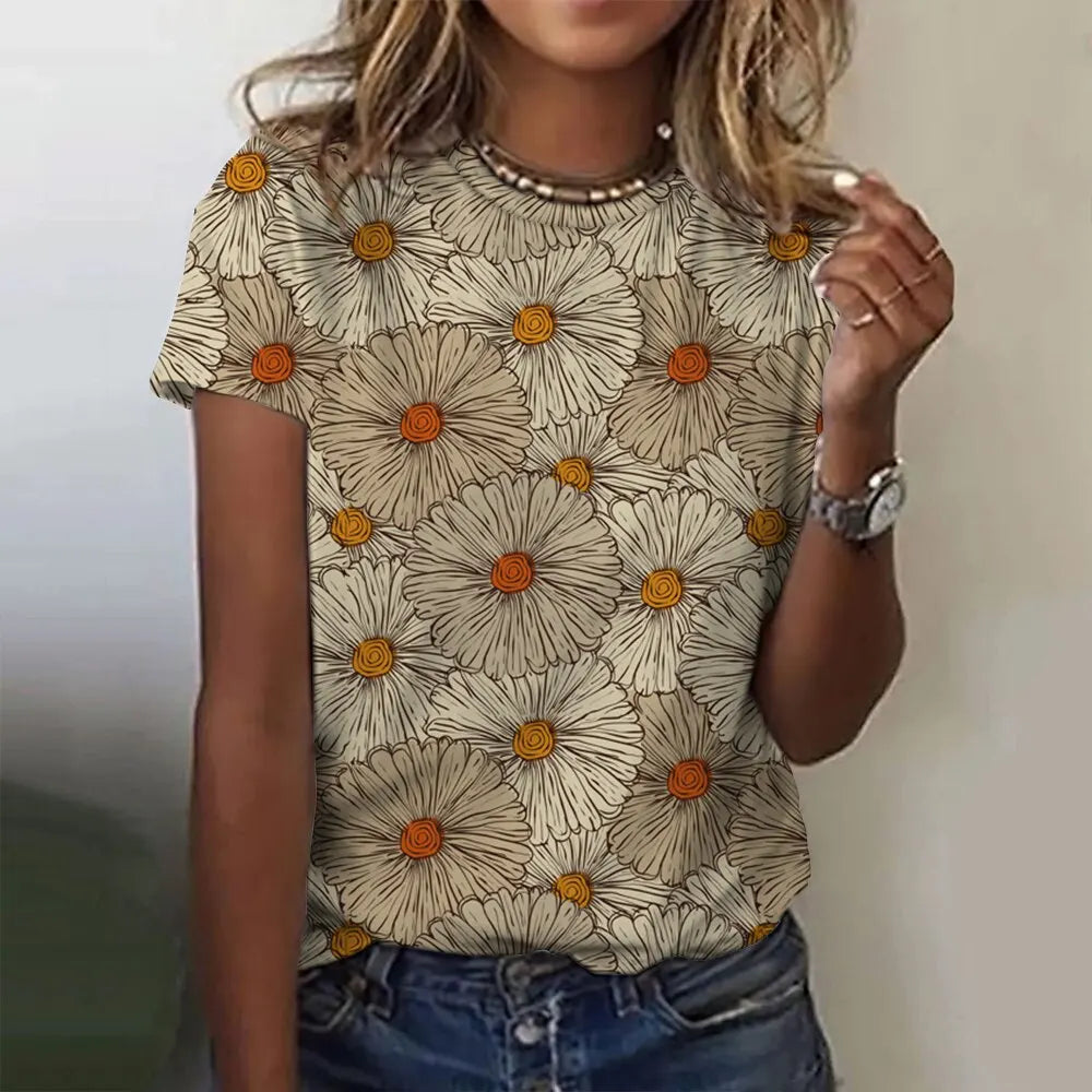 Jarlath | Women's Bold Floral Graphic Short Sleeve T-Shirt
