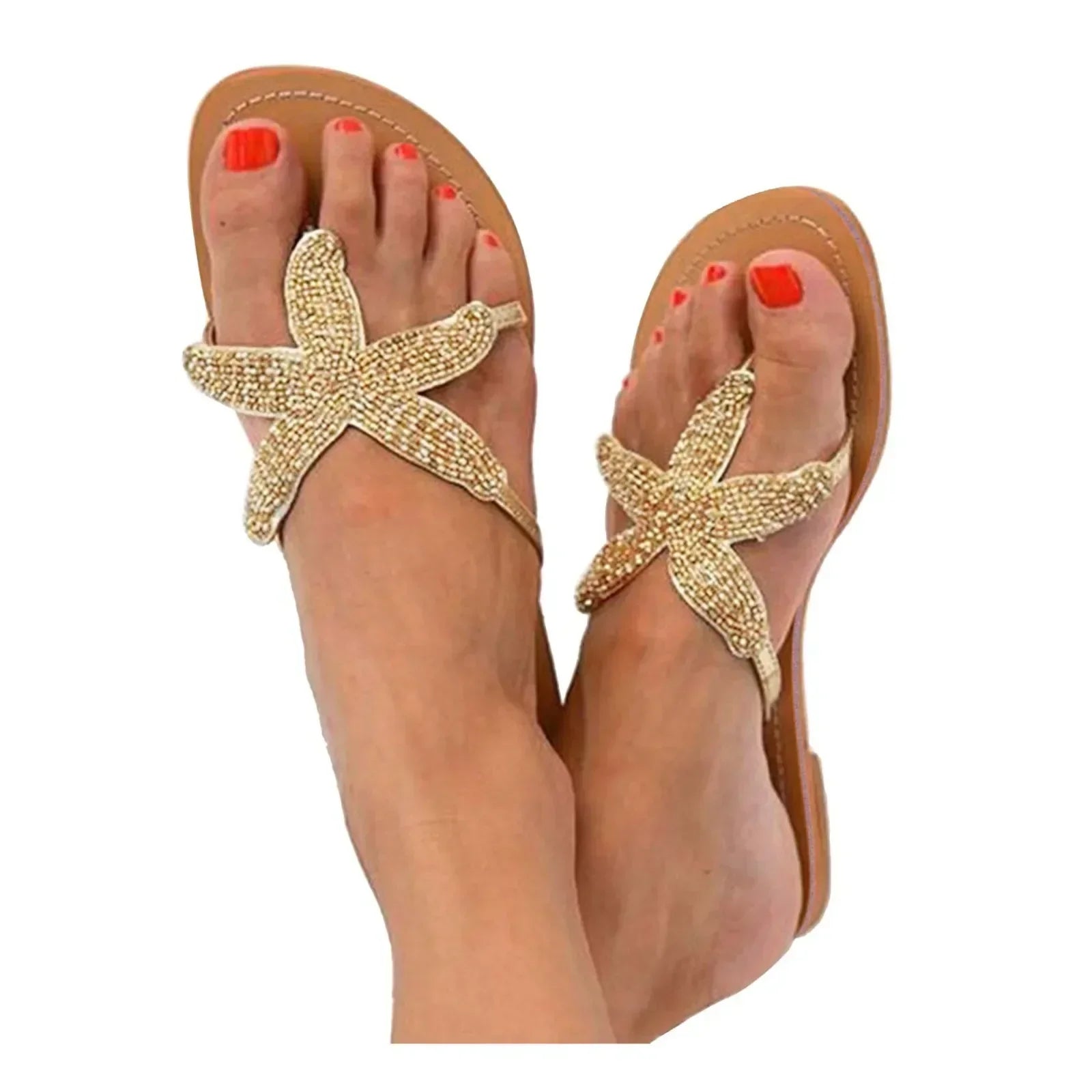Lunessa | Women's Starfish Embellished Toe Post Summer Beach Slides