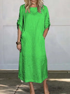 Dove | Women's Breezy Loose Fit Pocket Midi Dress