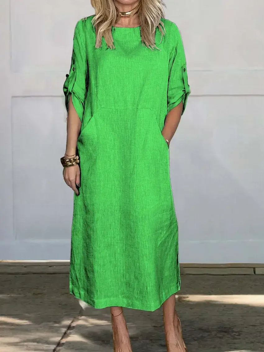 Dove | Women's Breezy Loose Fit Pocket Midi Dress