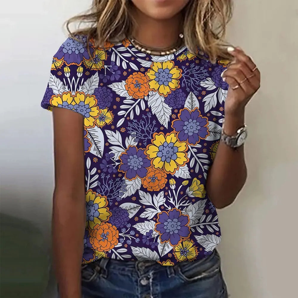 Jarlath | Women's Bold Floral Graphic Short Sleeve T-Shirt