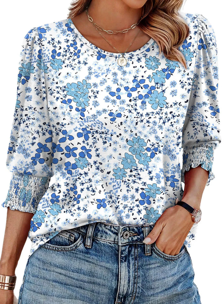Finian | Women's Floral Print Three-Quarter Sleeve Top